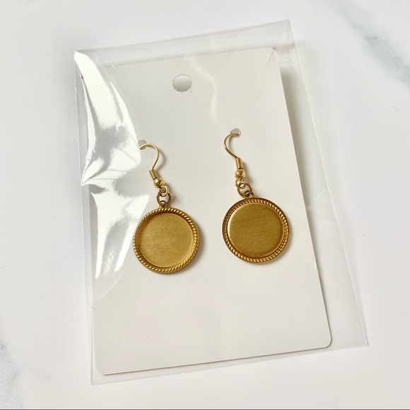 Gold Circle Pendant Earrings - Picture 3 of 11